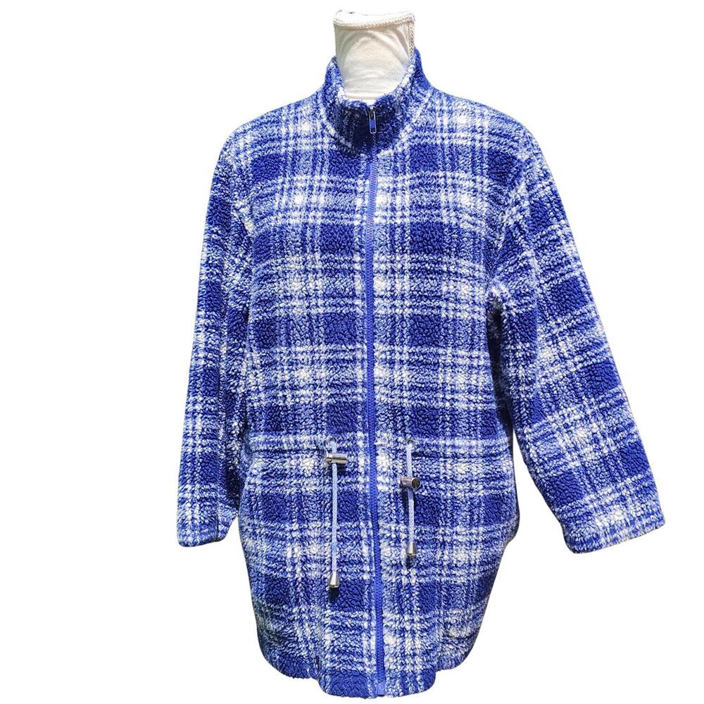 LT Sport. 90s Checked Blue & White Fleece. Size: PM